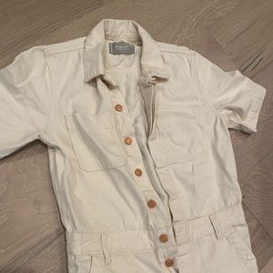 Everlane super soft summer denim short sleeve coverall bone size 4